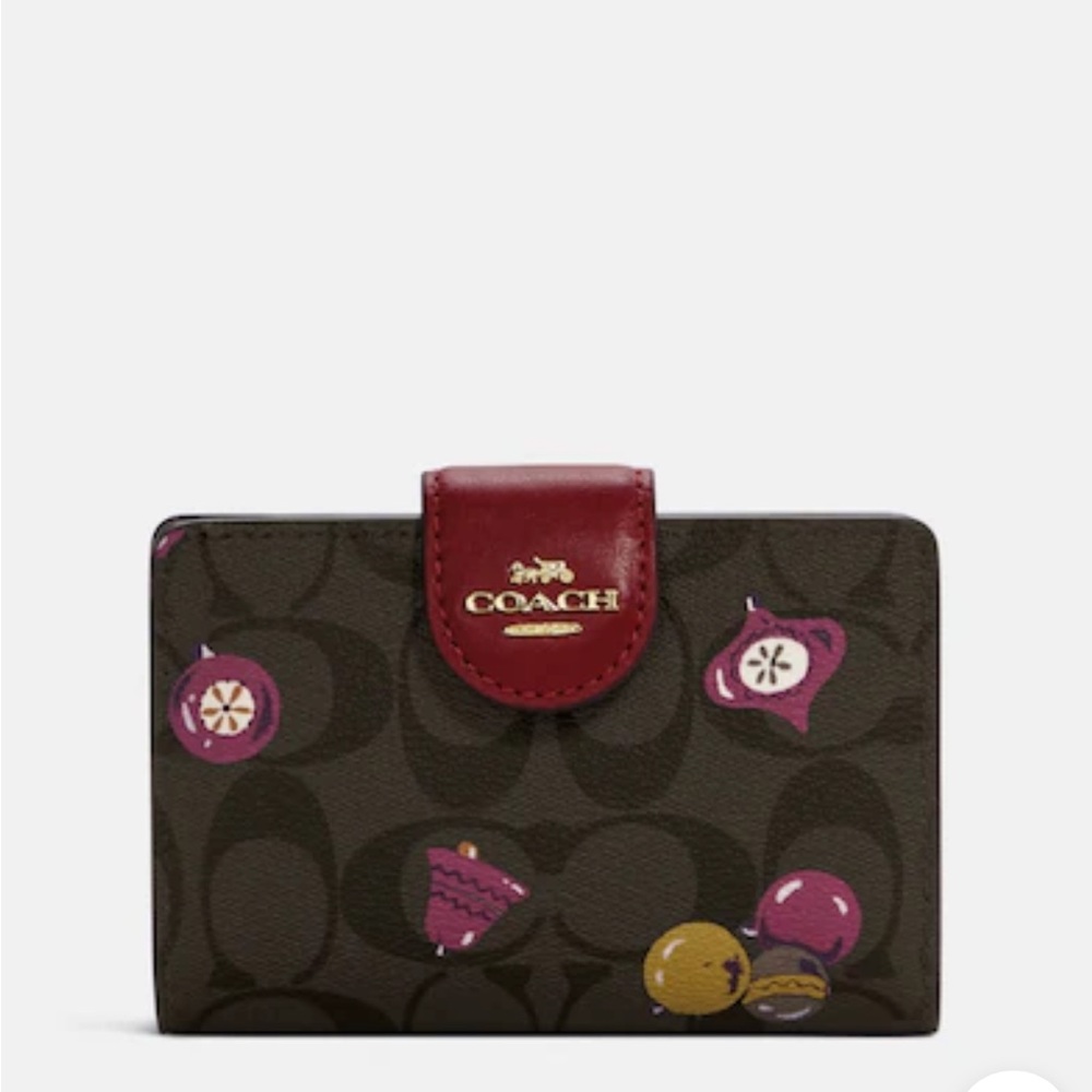 COACH Medium Corner Zip Wallet In Signature Canvas With Ornament Print